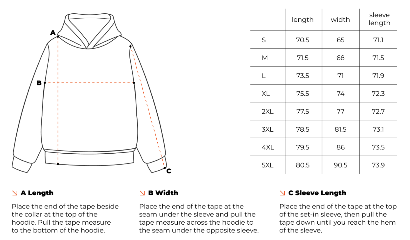 Sucksess-Hoodie — Size guide